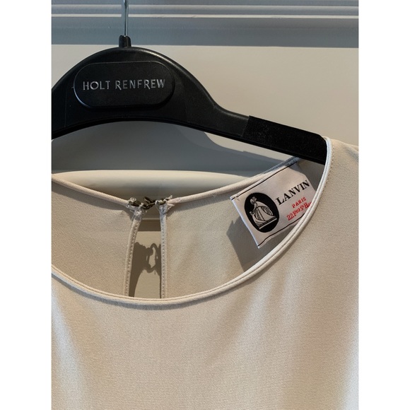 LANVIN Cream Drape Crepe Dress - Picture 5 of 9